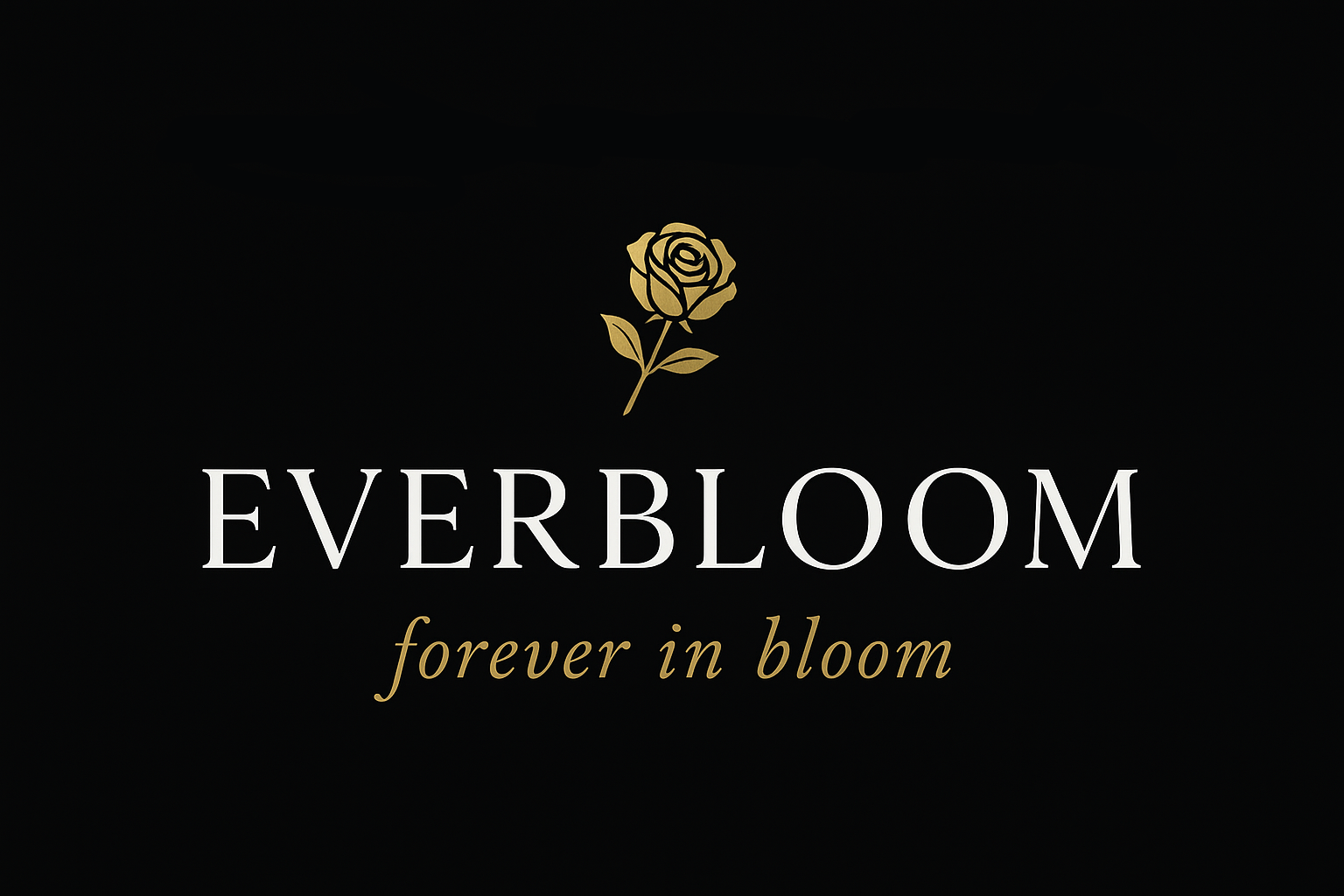 Everbloom brand logo with a rose on a black background